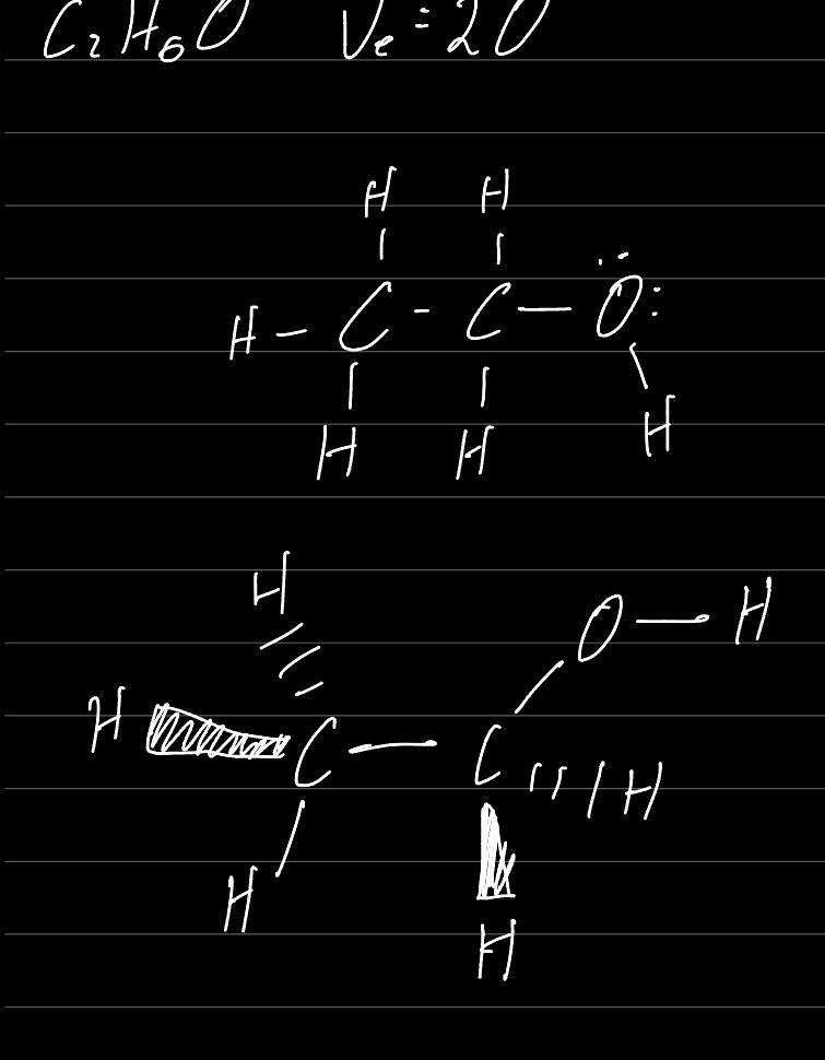 1) (a) Write the dot structure for grain alcohol, C₂H,O. This molecule has hydrogen-example-1