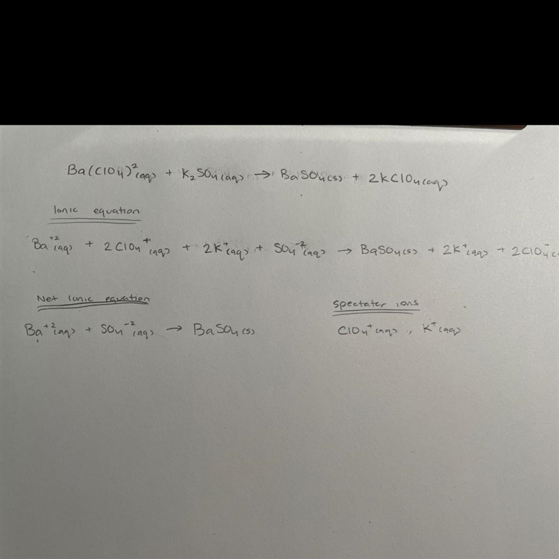 What is the ionic equation for Ba(ClO4)2(aq)+K2SO4(aq)⟶BaSO4(s)+2KClO4(aq)?-example-1