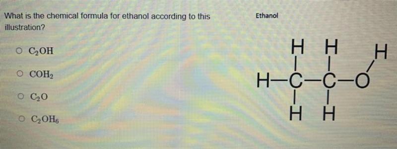 PLS HELP ASAP (50 POINTS) What is the chemical formula for ethanol according to this-example-1