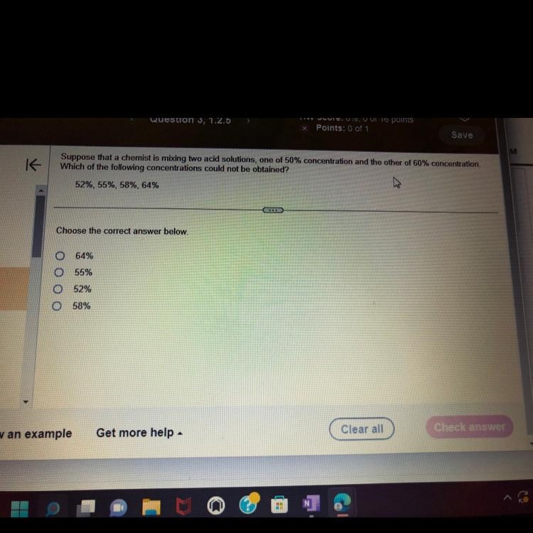 Which of the following concentrations could not be obtained?-example-1