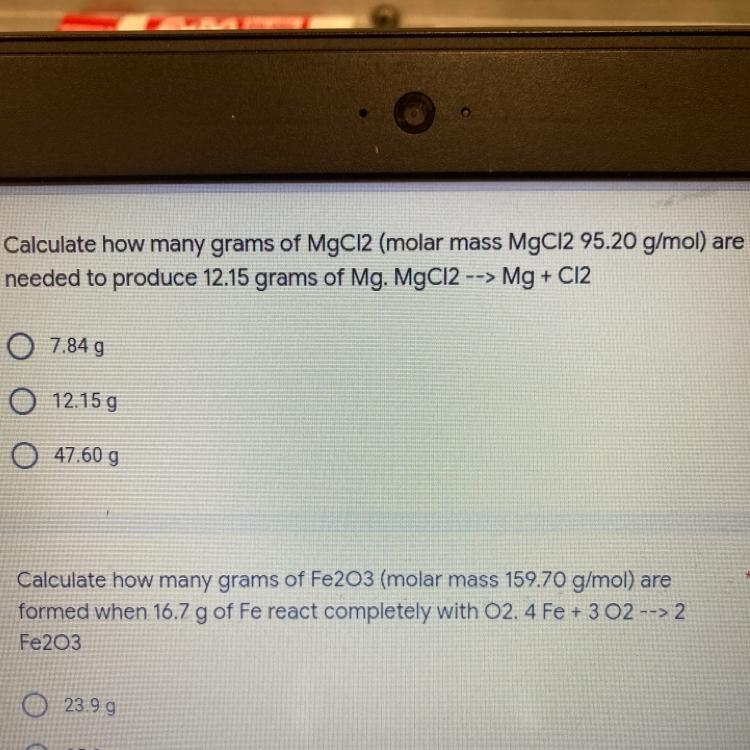 Calculate how many grams of MgCl2 are needed to produce 12.15 grams-example-1