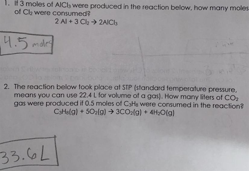 Stoichiometry Practice: I have the answers I just need to know how to show my work-example-1