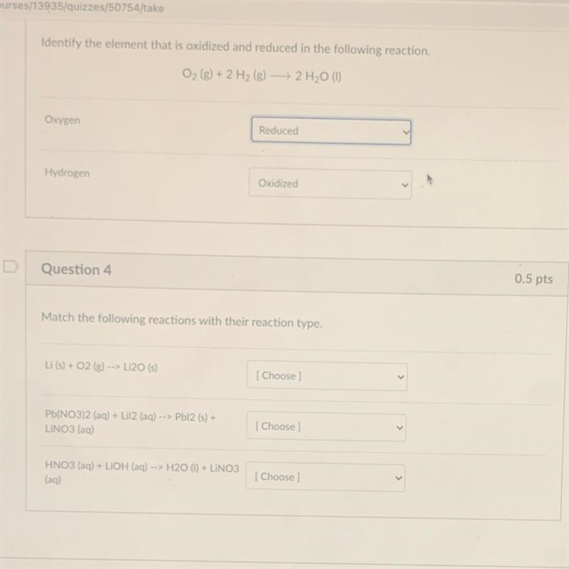 I need help with question 4. The problem is asking to match the reactions with the-example-1