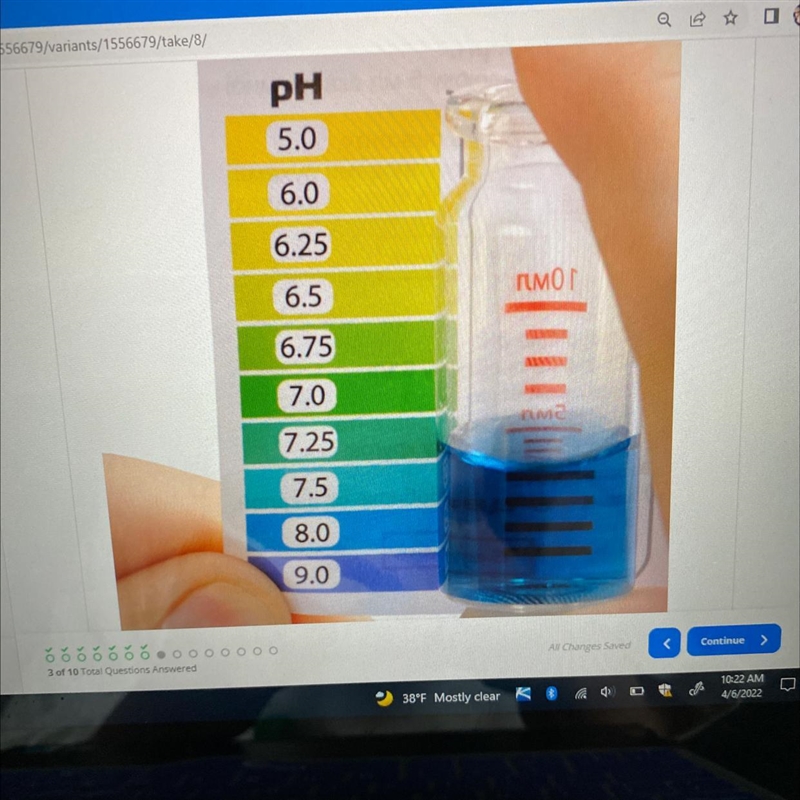 gina is using a indicator to determine the pH of a solution. what’s a good estimate-example-1