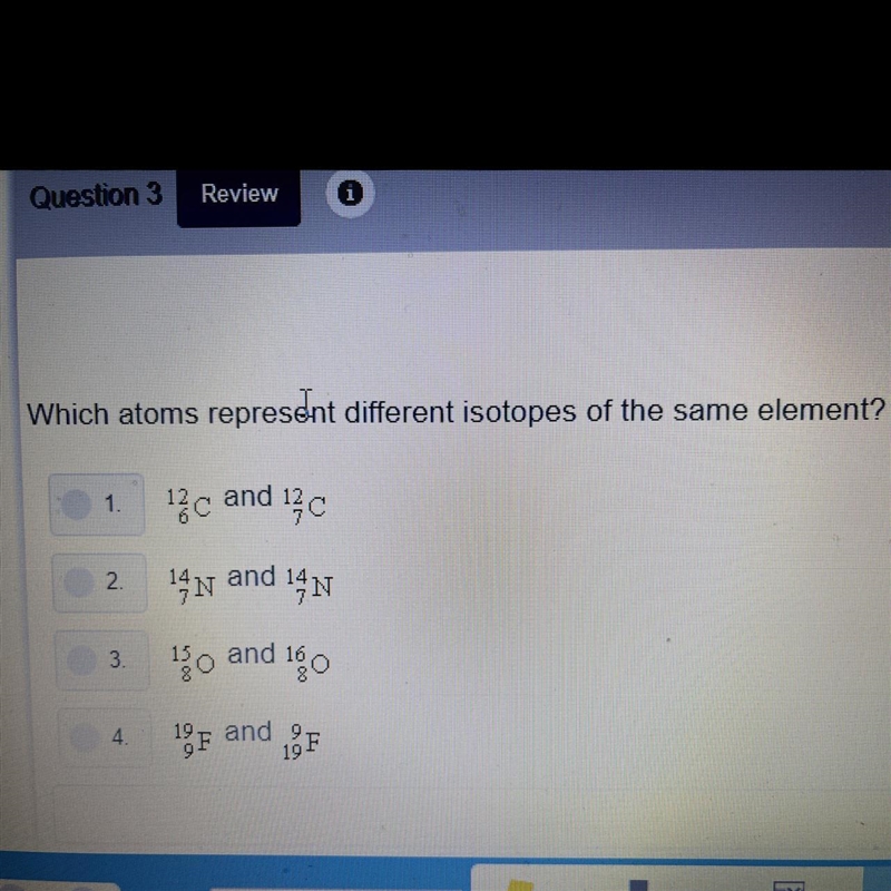 Please help! Which atoms represent different isotopes of the same element? Picture-example-1