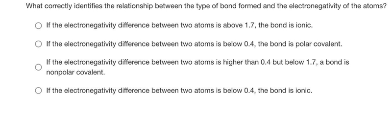 What correctly identifies the relationship between the type of bond formed and the-example-1