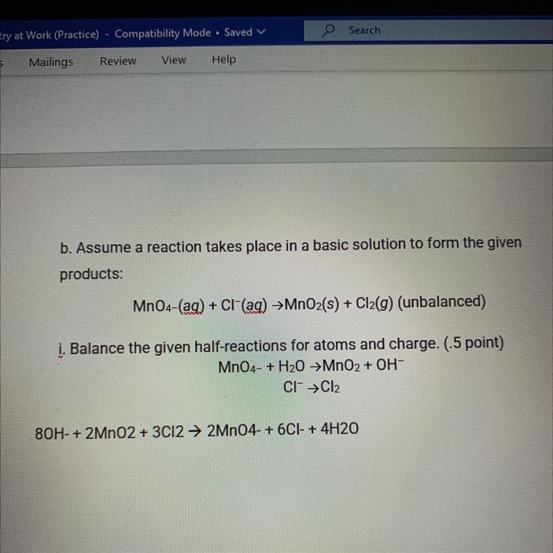 PLEASE HELP AND FAST PLEASE ii. Multiply to balance the charges in the reaction. iii-example-1