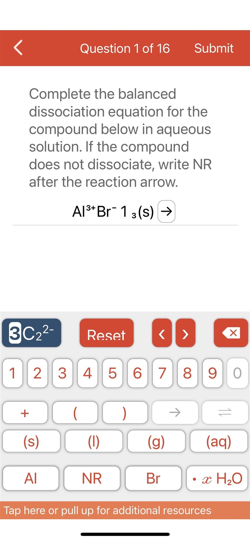 Complete the balanced dissociation equation , help please!-example-1