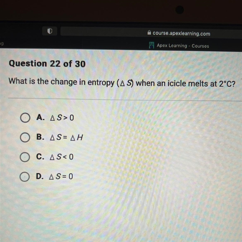 What is the change in entropy (AS) when an icicle melts at 2°C?-example-1