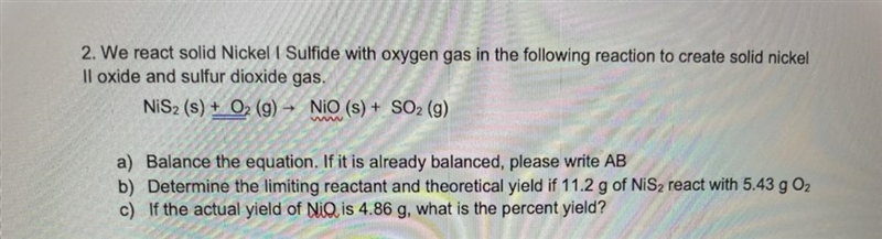 A) balance the equation. Yeah that is already balanced please write a BB) determine-example-1