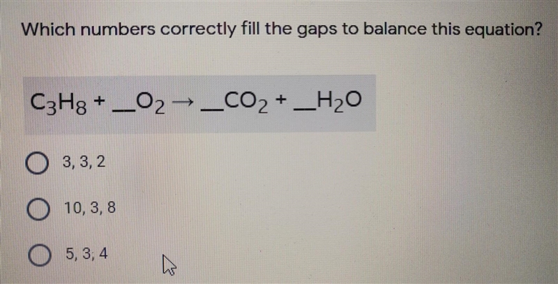 C3H8 + _O2 -> _CO2 + _H2O HELP ME OUT PLEASE​-example-1