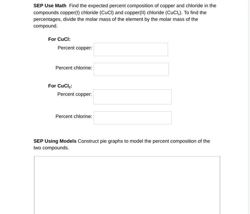 Find the expected percent composition of copper and chloride in the compounds copper-example-1