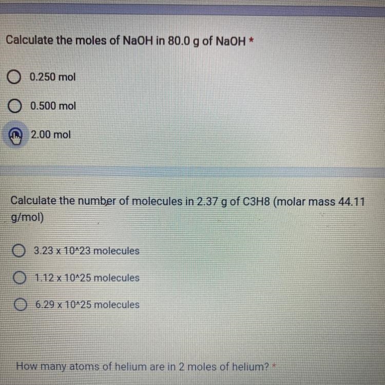 Calculate the number of molecules in 2.37 g of c3H8 (molar mass 44.11 g/mol)-example-1