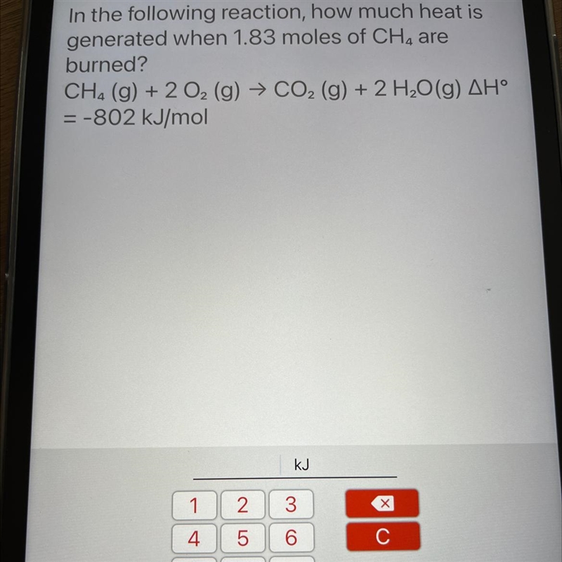 In the following reaction, how much heat is generated when 1.83 moles of CH4 are burned-example-1