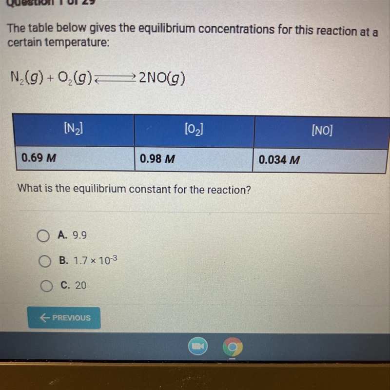 tionThe table below gives the equilibrium concentrations for this reaction at acertain-example-1