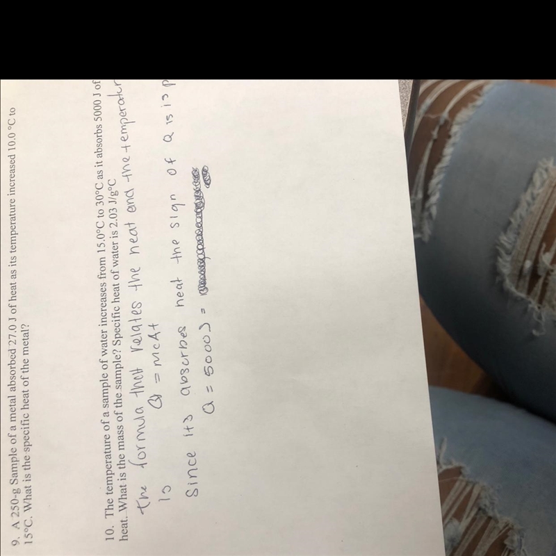 Question 1 A 250-g sample of a metal absorbed 27.0 J of heat as it’s temperature increased-example-1