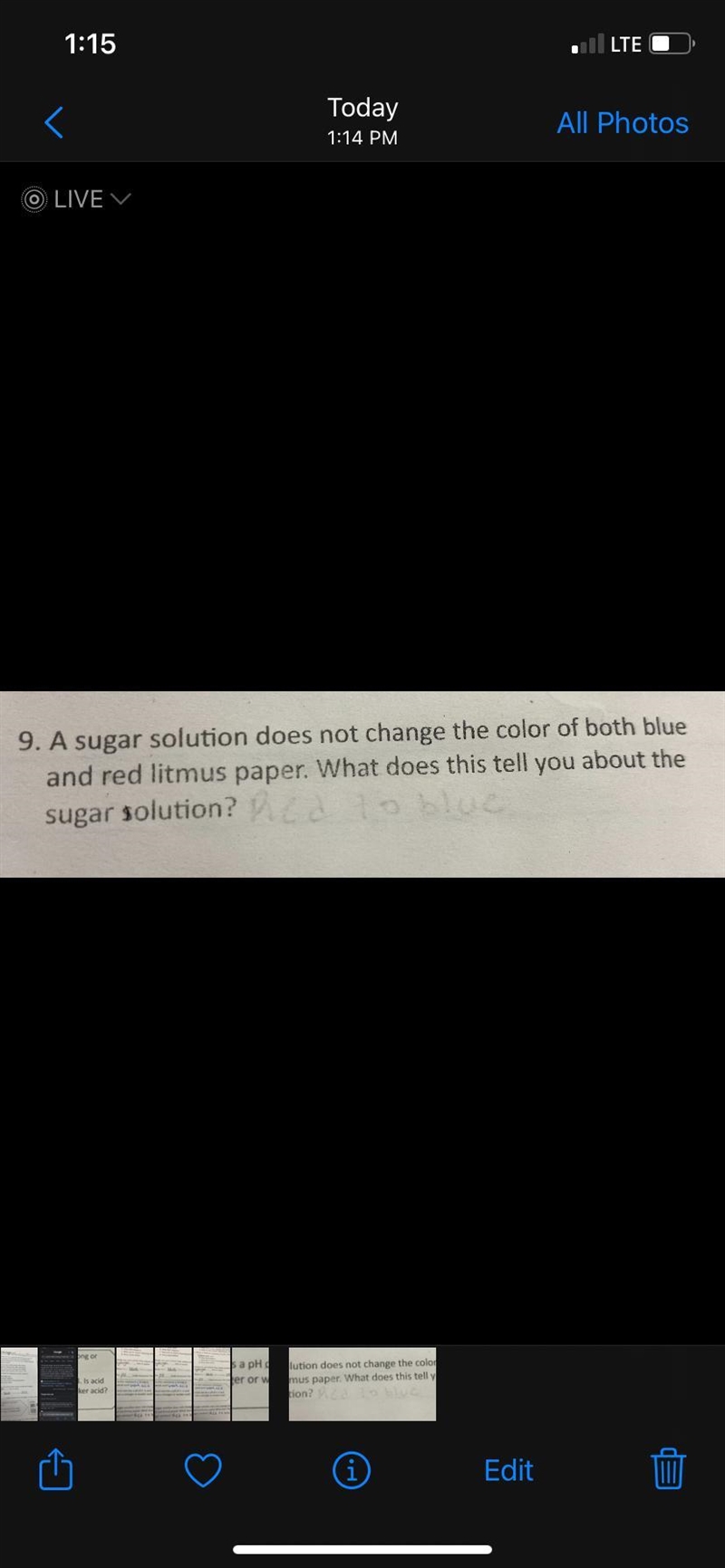 A sugar solution does not change the color of both blueand red litmus paper. What-example-1