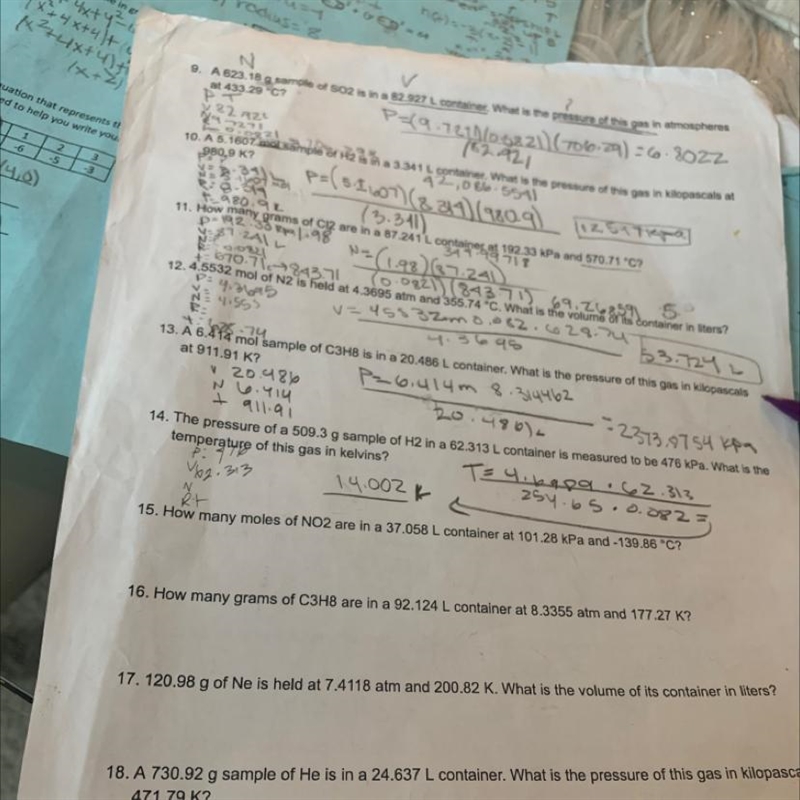 I need help with with number 1515. How many moles of NO2 are in a 37.058 L container-example-1