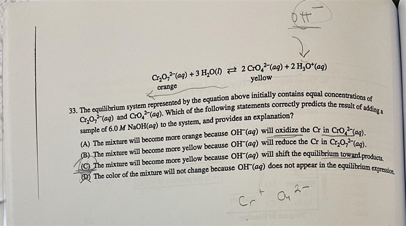 The answer turns out to be “C”, but if we added NaOH wouldn’t the OH- react with the-example-1