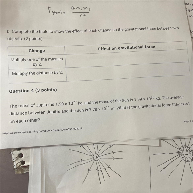 Question 4 (3 points) The mass of Jupiter is 1.90 x 1027 kg, and the mass of the Sun-example-1