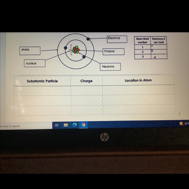 I’m not sure what to put for the subatomic particle charge or location in Adam if-example-1