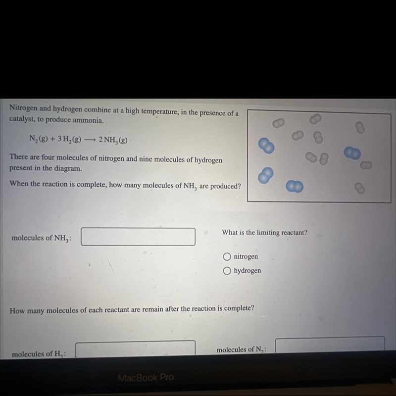 Nitrogen and hydrogen combine at a high temperature, in the presence of acatalyst-example-1