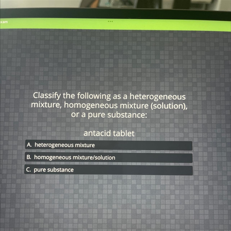 Classify the following as a heterogeneousmixture, homogeneous mixture (solution),or-example-1