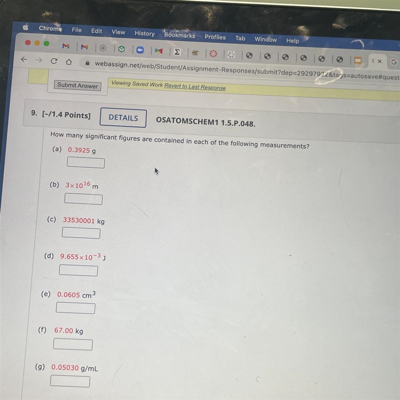 How many significant figures are contained in each of the follow measurements?-example-1