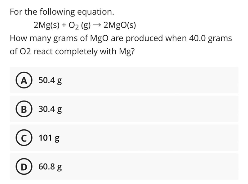 How many grams of MgO are produced when 40.0 grams of O2 react completely with Mg-example-1