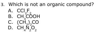 Which one is not an organic coumpounds-example-1