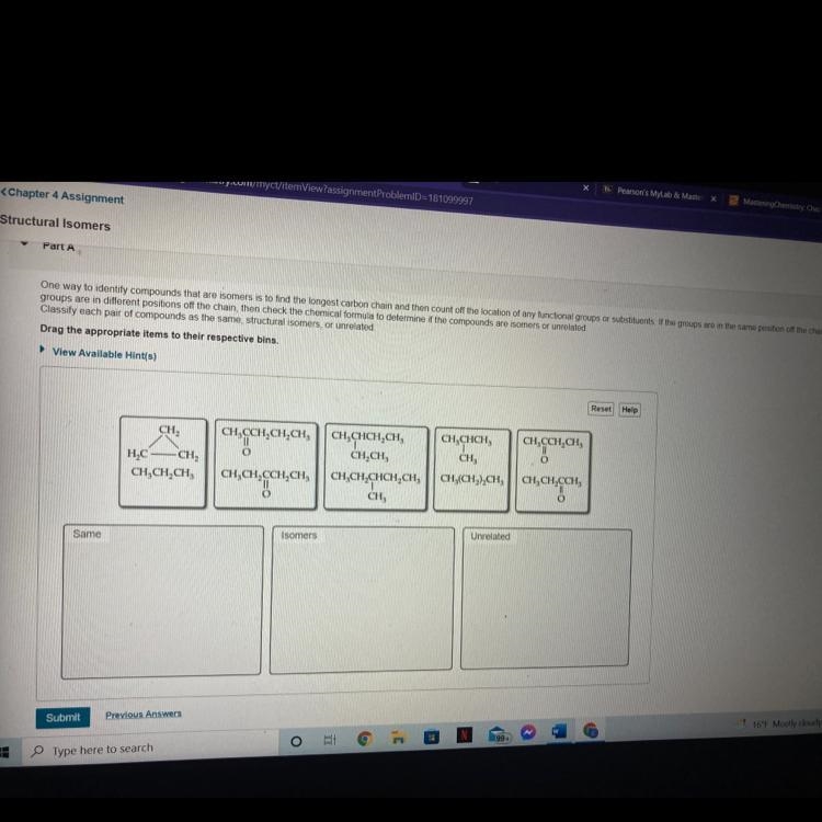 Classify each pair of compounds as the same, structural isomers, or unrelated-example-1