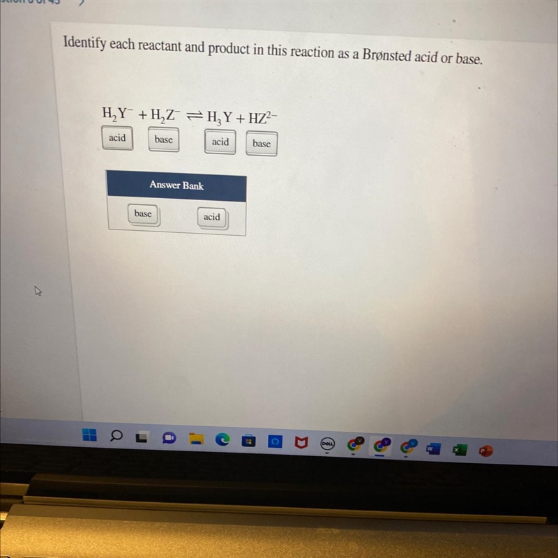 Identify each reactant and product in this reaction as a Brønsted acid or base.H,Y-example-1