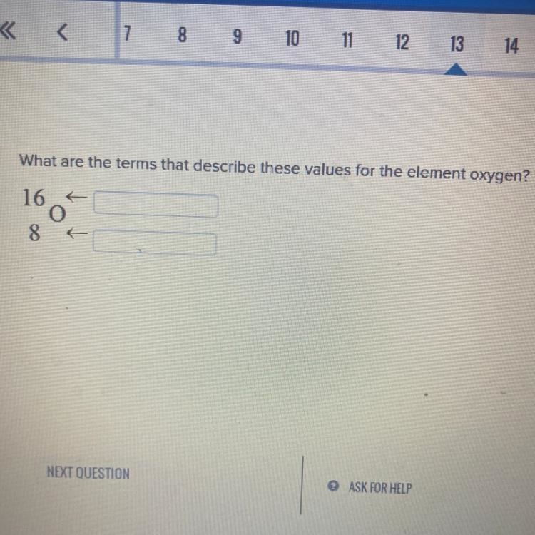 What are the terms that descripe these values for the element oxygen?-example-1