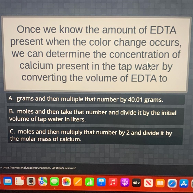 Once we know the amount of EDTApresent when the color change occurs,we can determine-example-1