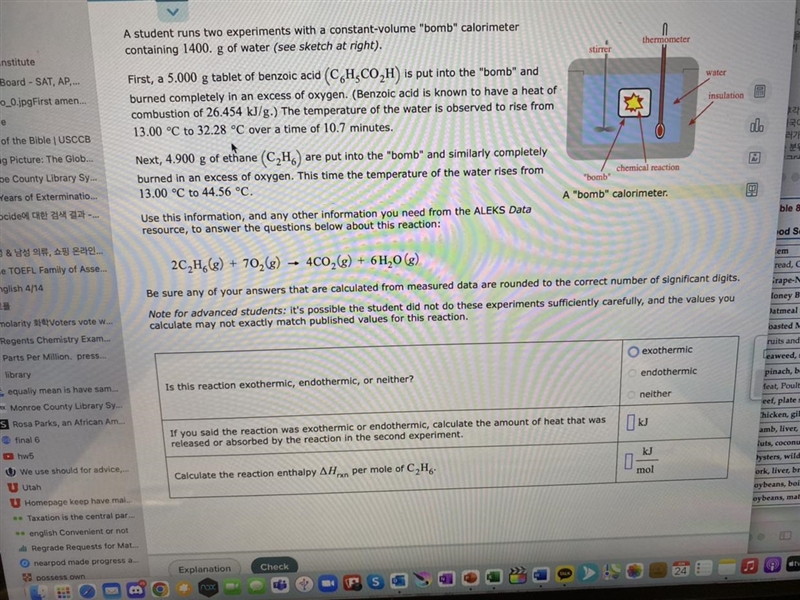 D... W... m... A student runs two experiments with a constant-volume "bomb&quot-example-1