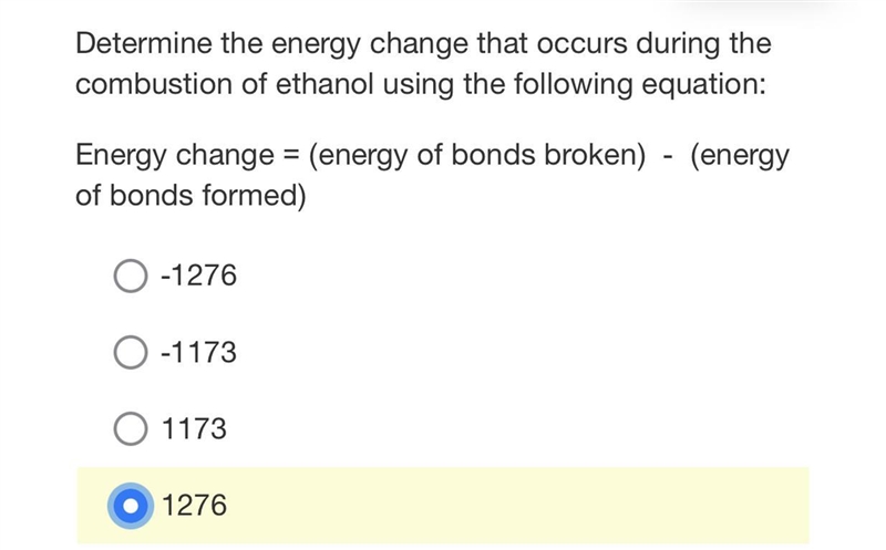 Determine the energy change that occurs during the combustion of ethanol using the-example-1