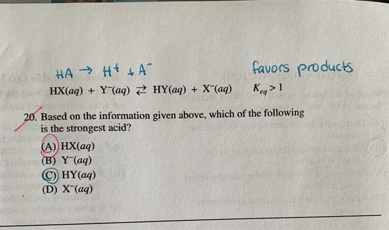 I’m confused on why it is HX and not HY. If the Keq is greater than one, doesn’t that-example-1