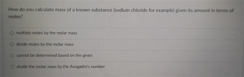 How do you calculate mass of a known substance (sodium chloride for example) given-example-1