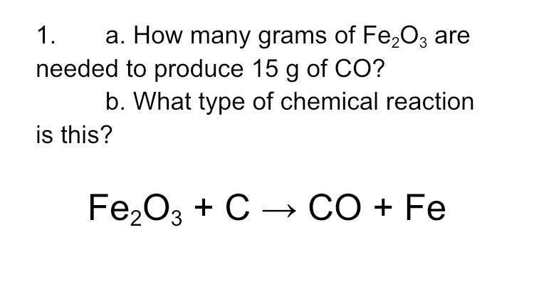 Please help! Fe2O3 + C → CO + Fe-example-1