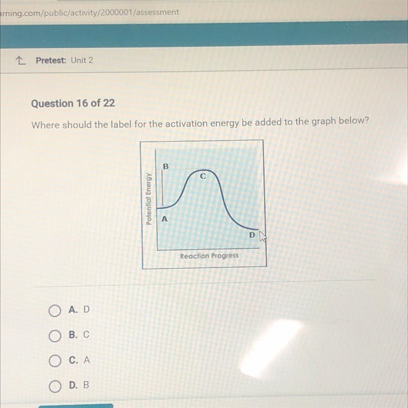 Where should the label for the activation energy be added to the graph below?Reaction-example-1