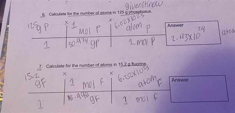 Seven calculate for the number of atoms in 15.2 fluorine-example-1