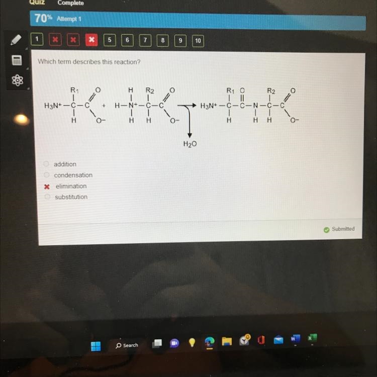 PLS HELP HIGH POINTS Which term describes this reaction? ~KIK-TK H3N+-C-C addition-example-1