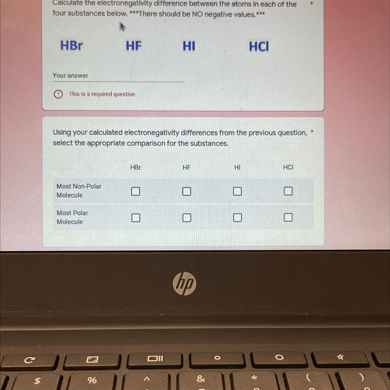 Calculate the electronegativity difference between the atoms in each of thefour substances-example-1