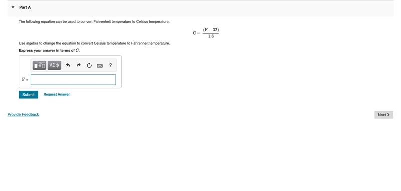 Use algebra to change the equation to convert Celsius temperature to Fahrenheit temperature-example-1