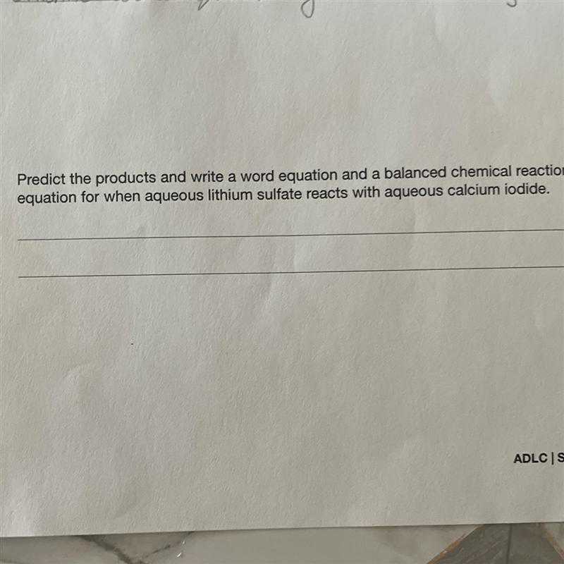 Predict the products and write a word equation and a balanced chemical reaction equation-example-1