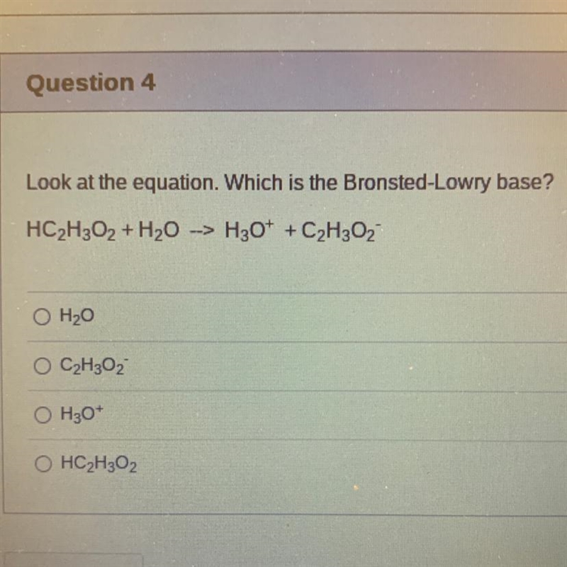 Look at the equation. Which is the Brønsted-Lowry base?-example-1