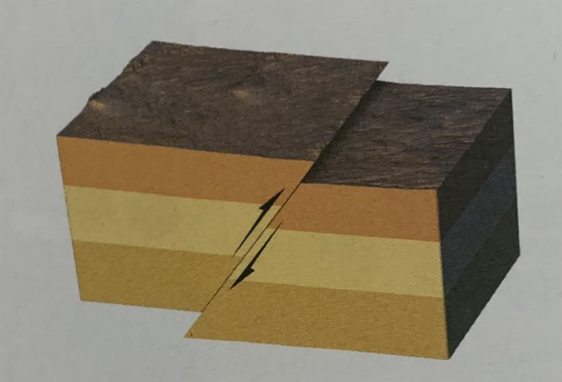 Correlate What type of stress caused the fault shown in the image?-example-1