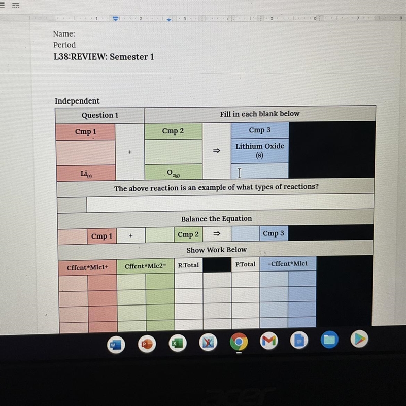 I need help with this its about balancing chemicals and etc. Picture included-example-1