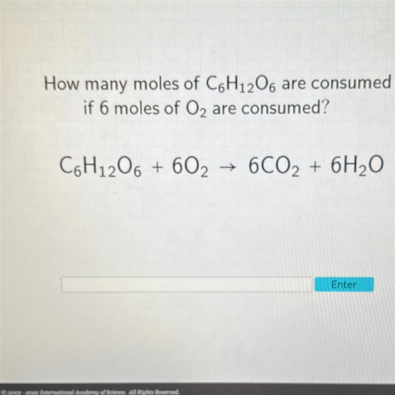 How many moles of C6H12O6 are consumedif 6 moles of O2 are consumed?C6H12O6 + 602 → 6CO-example-1