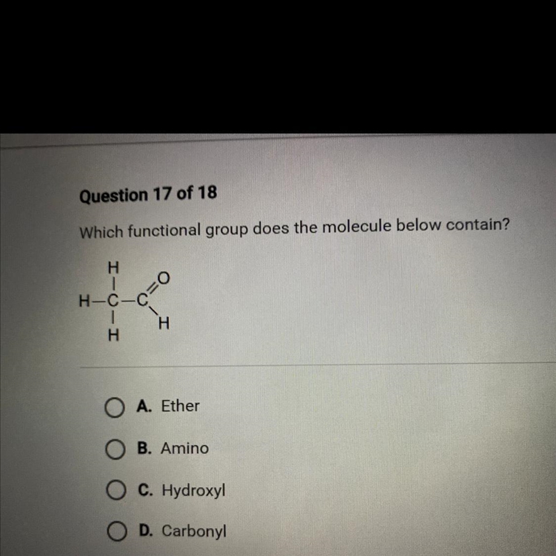 PLEASE HELP 50 POINTS NO ROBOTS OR I WILL REPORT Which functional group does the molecule-example-1